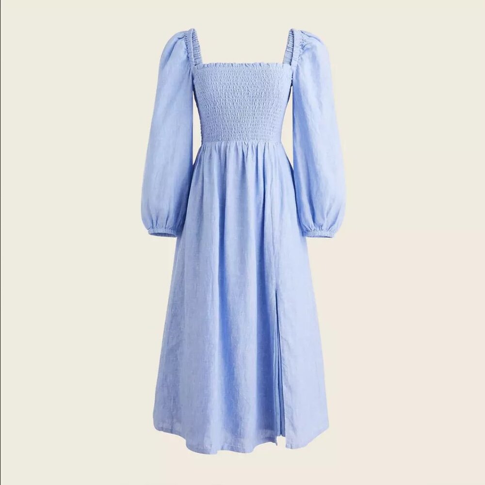 J. Crew Linen Daydream Dress in French Blue
